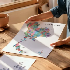 Educational Thailand map poster for Southeast Asia geography