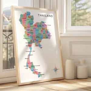 Thai provinces map for classroom and study room decor