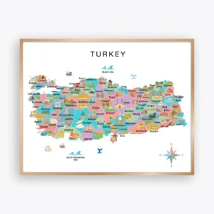 Illustrated Turkey Map with provinces and cultural landmarks