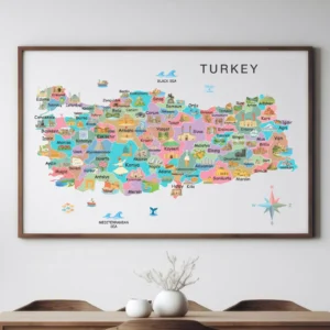 Turkey provinces and cultural landmarks educational wall art