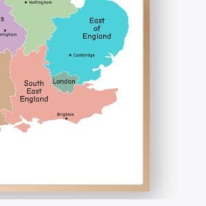 Printable England geography map for kids classroom decor