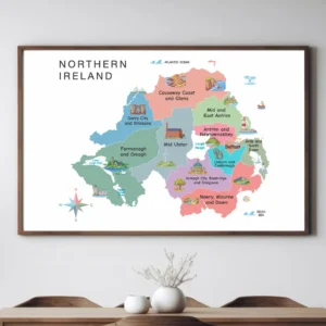 Districts map of Northern Ireland for classroom and study spaces