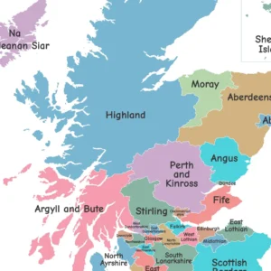 Scotland regions and cities educational wall art