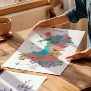 Printable Wales geography poster for classroom decoration