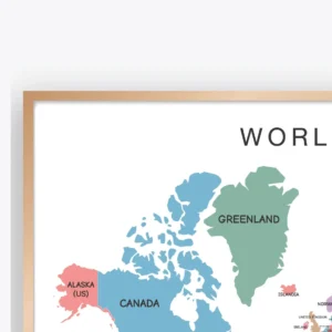 Detailed world geography poster for classroom learning