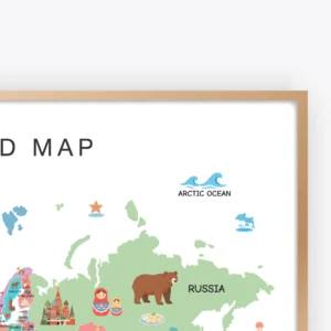 Colorful world map with countries for children