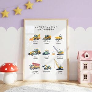 Heavy equipment chart for preschool and kindergarten learning