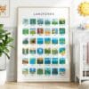 Landforms Poster Set featuring 36 illustrated and labeled landforms