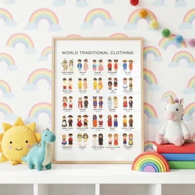 Traditional clothing around the world chart for kids