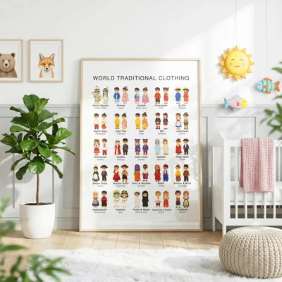 Educational cultural clothing poster for geography classrooms