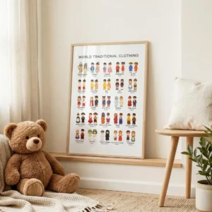 Cultural clothing educational poster for homeschool learning
