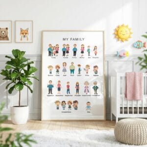 Family members vocabulary chart for English language learning