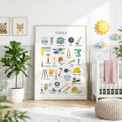 Educational tools vocabulary chart for kids and classrooms