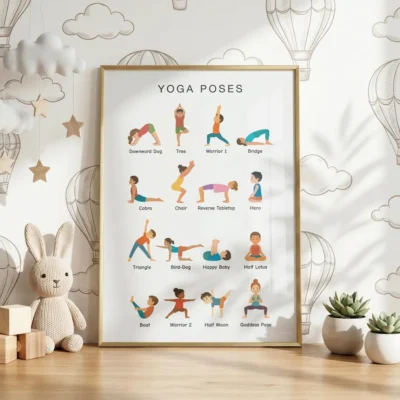 Educational yoga poster for classroom movement activities