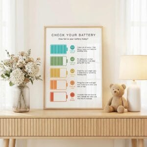 Check Your Battery Poster for calm corner classroom decor