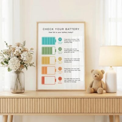 Check Your Battery Poster for calm corner classroom decor