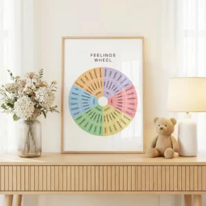 Colorful feelings wheel for SEL emotional literacy activities