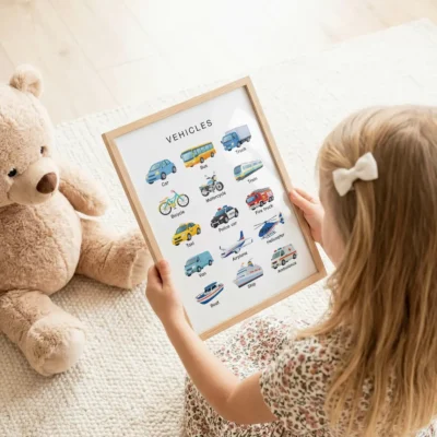 Transportation vocabulary chart for preschool children