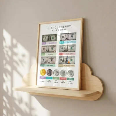 Educational money poster for math centers and classroom displays