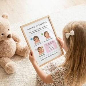 Reading comprehension poster with inference sentence starters