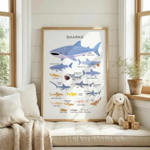 Shark identification chart for elementary science classroom