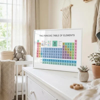 Periodic table reference poster for science laboratory learning