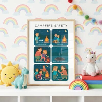 Educational campfire rules chart for summer camp learning