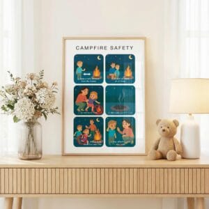Outdoor fire safety wall art for children