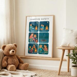 Camping safety poster for classroom wall displays