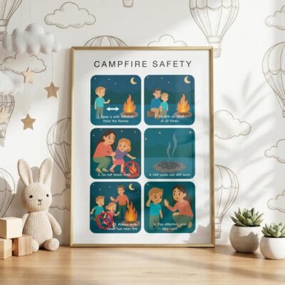 Campfire safety educational chart for homeschool activities
