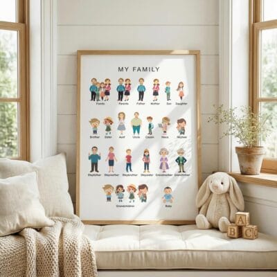 Educational family relationships poster for homeschool learning