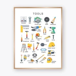 Tools Poster featuring 30 hand and power tools with clear labels