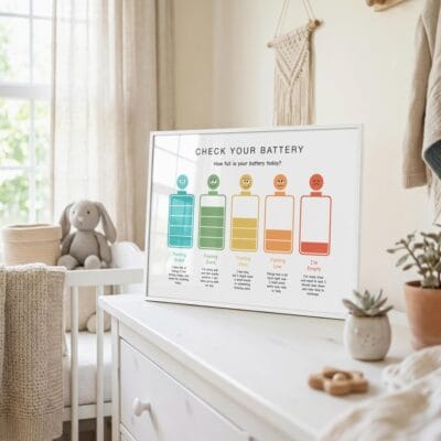 Feelings and energy chart for homeschool learning spaces