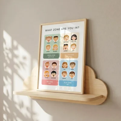 Color-coded emotional vocabulary poster for children