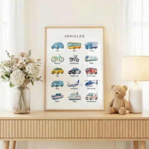Educational transportation chart for homeschool activities
